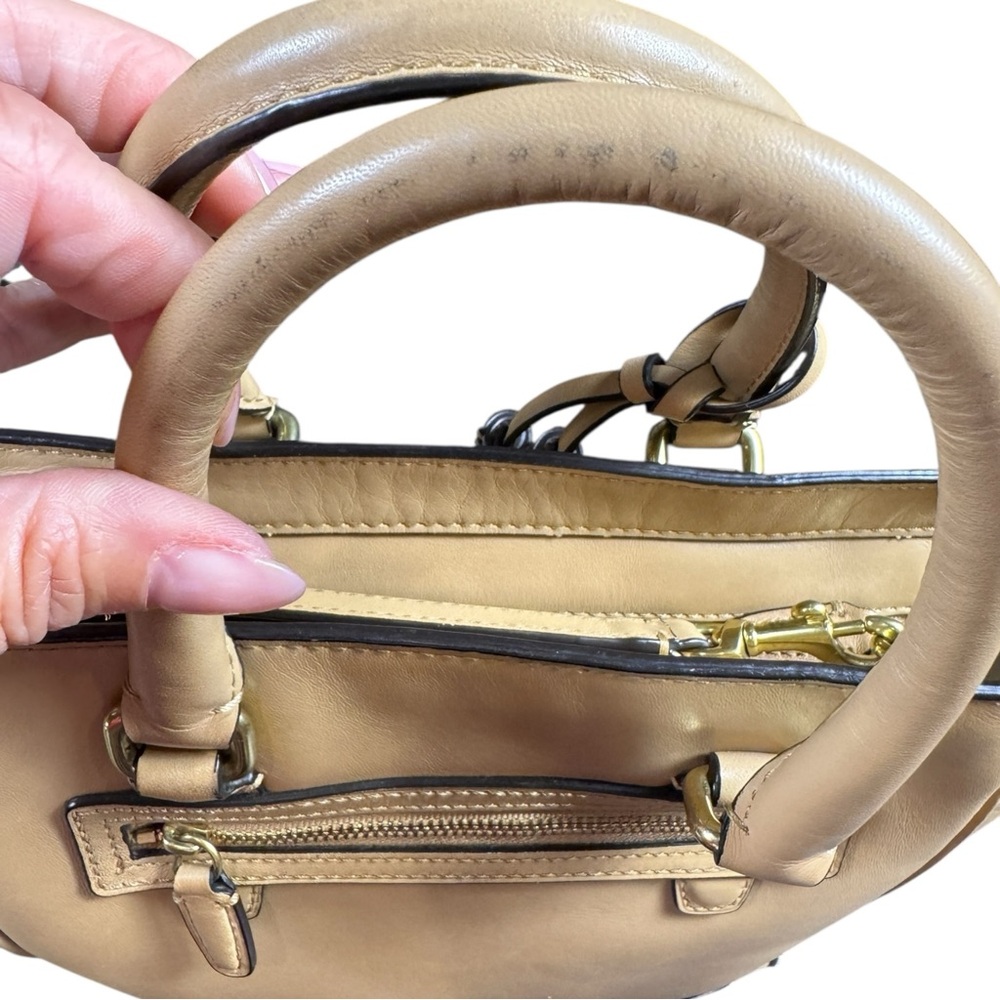 EUC Coach 2way Legacy Mini Tote Crossbody Beige Tan Leather Bag - Picture 7 of 16
